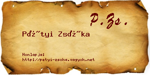 Pétyi Zsóka névjegykártya